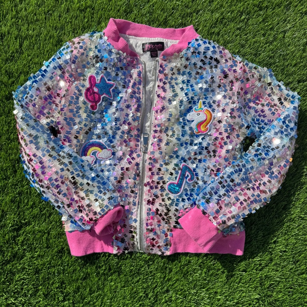 JoJo Siwa Girls 6/6X Sequin Bomber Jacket Unicorn Rainbow Nickelodeon 2019
